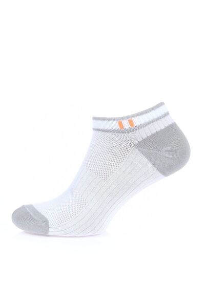 Conte Elegant Men's short cotton socks, Left and Right 222 - White-Grey, 27 (42-43)