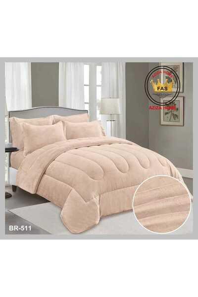 FABRIC لحاف نفرين مخمل 6 قطع بلون بيج فاتح يمنح الغرفة طابعًا هادئًا ومظهرًا ...