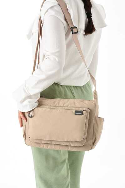 Sanmorris حقيبة كروس نسائية من قماش المظلة بثلاثة أقسام