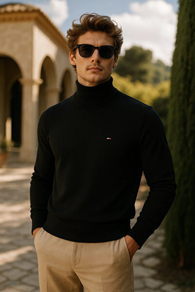 comstar Men's Winter Slim Fit Black Sweater