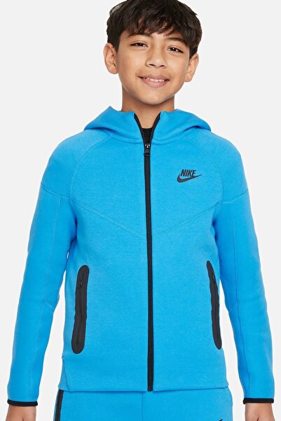 Nike Sportswear Tech Fleece Full-Zip Hoodie Zippered Hooded Children's Sweatshirt Navy Blue