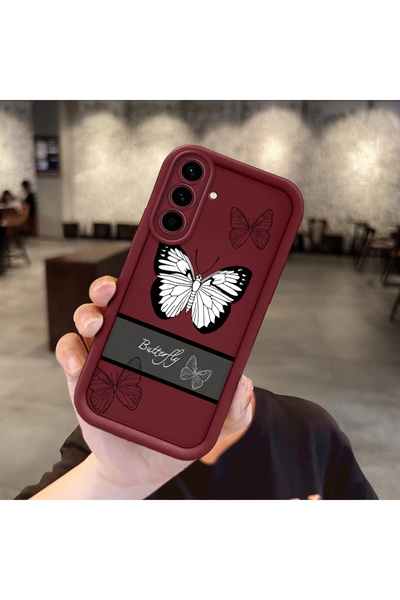 ucuc حافظة هاتف مقاومة للصدمات بنمط شريط سيليكون باللون العنابي متوافقة مع ها...