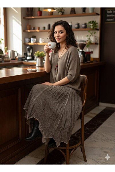 AGORATEKSTİL مجموعة من البلوزات المرسيريزيد ذات التنانير الداخلية القطنية والقلادات النسائية