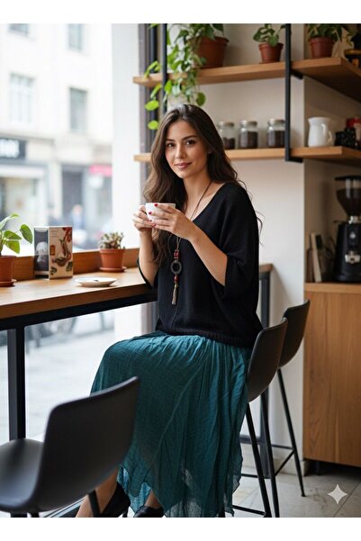 AGORATEKSTİL Combinație de fustă căptușită din bumbac și bluză mercerizată cu colier