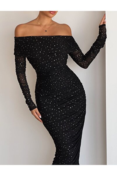 Elia Swimwear Missy Elegant Midi Dress Made of Shiny Black Tulle
