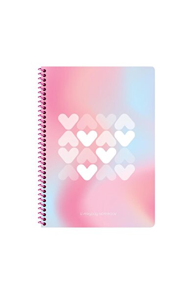 KESKİN COLOR Sharp A4 Checkered Cardboard Cover Spiral Pastel Heart Notebook ...