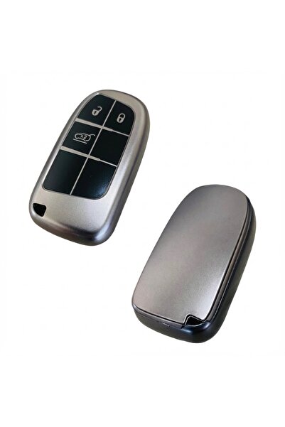 Oto Aksesuarcım Husă pentru telecomandă pentru chei auto din silicon cu 3 butoane, compatibilă cu Fiat Egea Cross 500 Jeep, gri