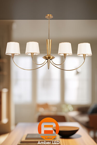 AmberLED Modern Abajur Başlıklı 4'lü Avize Yatak Odası ve Oturma Odası İçin E...