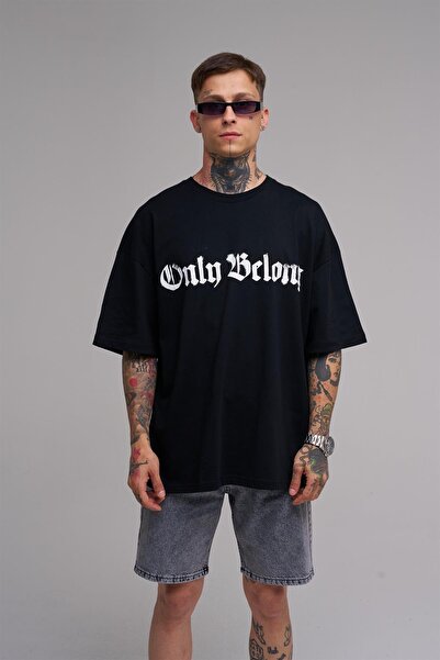 Machinist Unisex supradimensionat Only Blong cu imprimeu Bumbac tricou Negru