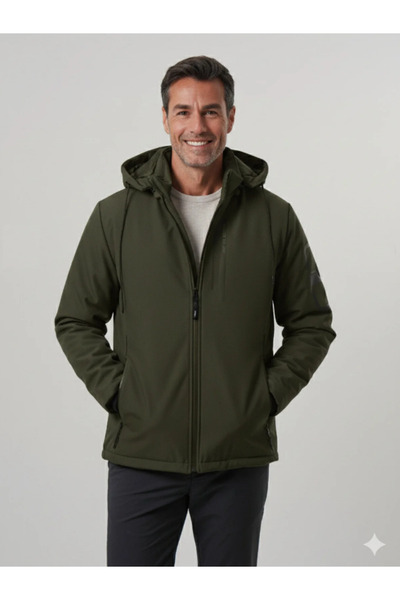 PIQUE Men's Black Coat with Print Detail Quilted Lining Softshell Coat & Jacket Bronx