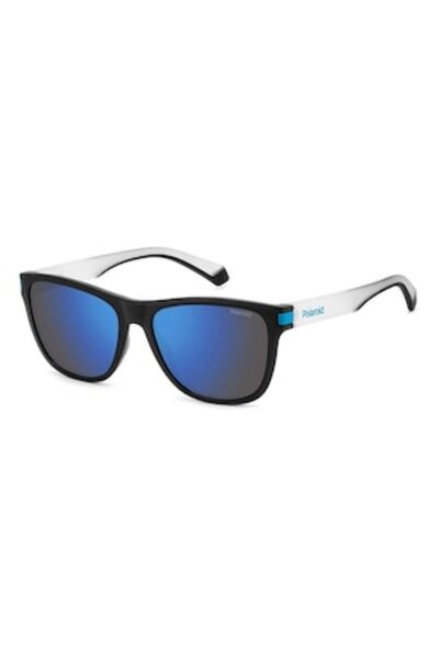 Polaroid Polarized Unisex Sunglasses Mirror Lenses Black/Blue 56-17-140