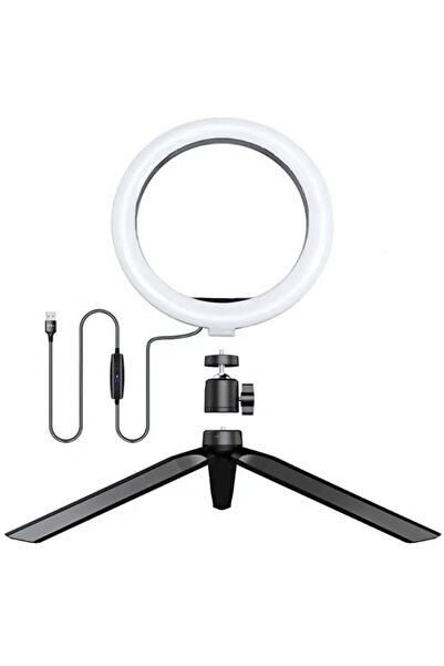 SDEPOT circular lamp, diameter 16cm LED, USB, 3 light modes, 10 adjustment levels, with mini tripod