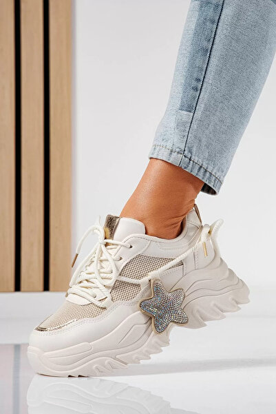 Zaira Γυναικεία μπεζ αθλητικά παπούτσια από οικολογικό δέρμα Dalia #21243 - 40