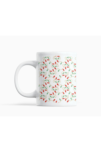 Nino Store New Year's Light Chain Patterned Porcelain Mug 300 ml – Double-Sid...