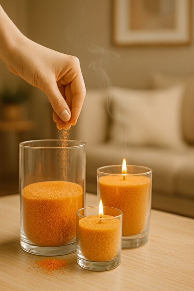 Şahane Pazar Dekoratif Toz Mum Kum Taneli Mum Granülü, Şeffaf Kaplarda Kullanıma Uygun Pratik Aromasız SHN-2052