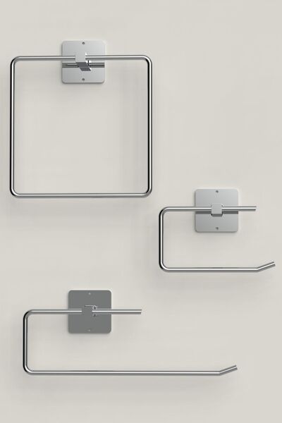 Home Stuff Chrome 3-Piece Square Set, Square Towel Holder, Roll Napkin Holder and Toilet Paper Holder