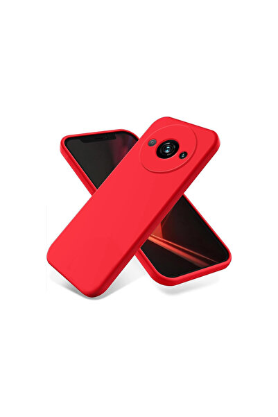 AKSEFİZZ غلاف هاتف Xiaomi Redmi A3 4G من السيليكون الأول - أحمر