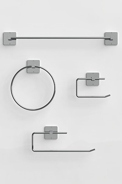 Home Stuff Set de 4 prosop lungi cromate, suport rotund pentru prosoape, suport pentru șervețele în rolă, suport pentru WC