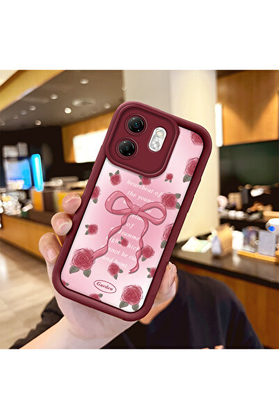 ucuc حافظة حماية من السيليكون باللون الأحمر الداكن بنمط الوردة الجميلة المتوا...