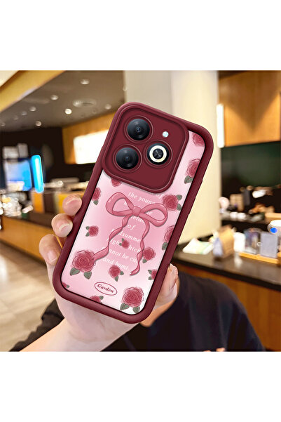 ucuc حافظة حماية من السيليكون باللون الأحمر الداكن متوافقة مع هاتف Infinix Sm...