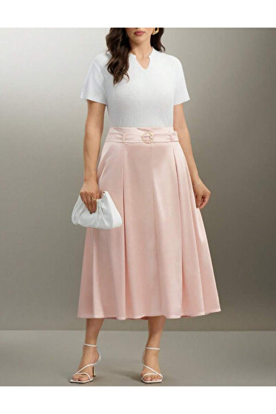 Sheya Shein Curve+ midi skirt, pink