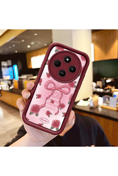 ucuc جراب حماية من السيليكون باللون الأحمر الداكن بنمط الوردة الجميلة متوافق ...