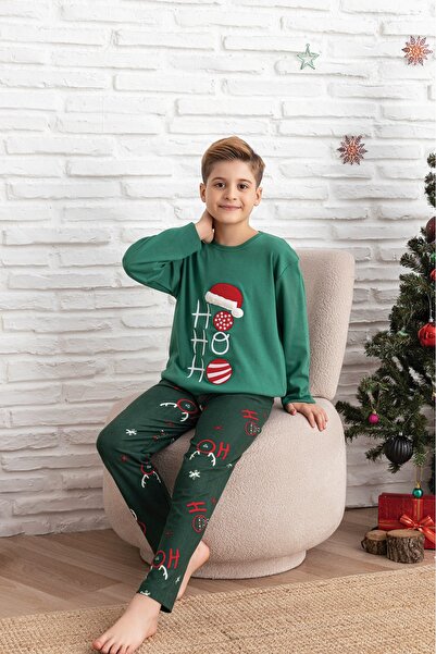 ELİTOL طقم بيجامة للأولاد من القطن 100% بتصميم مبتكر لرأس السنة الجديدة مصنوع من قماش الإنترلوك والجلد المدبوغ