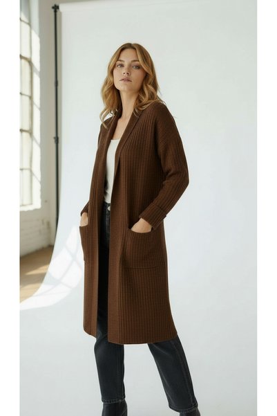 Wearified Women's Shawl Collar Oversized Long Knit Cardigan