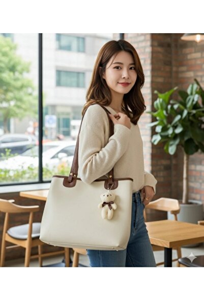 Store Krem ayıcıklı çanta