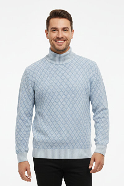 Pulltonic Erkek Yarım Balıkçı Yaka Desenli Kazak