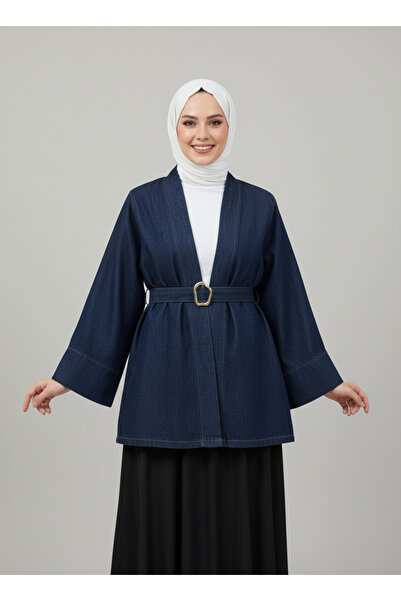 MİHRA STORE Τζιν μπουφάν Rosita με φαρδιά μανσέτα-AS1772 Navy Blue