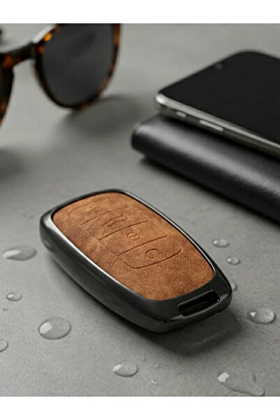 BİVİUM Chery Tiggo 8 Pro - 7 Jaecoo Omoda 5 Avantgarde VIP Metal Deri Anahtar Kılıfı Kahverengi