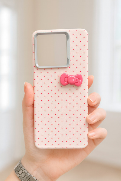 MustCase حافظة هاتف Xiaomi Redmi Note 13 pro 4G باللون الوردي مع تفاصيل فيونك...