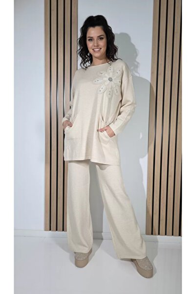 Zaira Beige Women's Isra 2-piece knit suit #A1284 - One size fits all