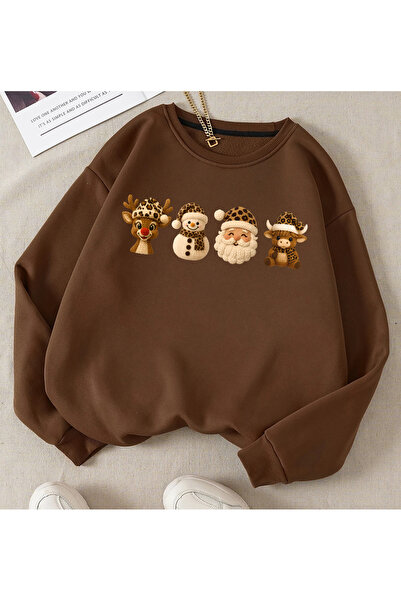 SUNFREE Cute New Year Printed Cotton Sweatshirt with Leopard Detail