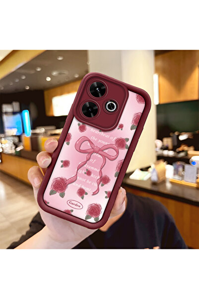 ucuc جراب حماية من السيليكون باللون الأحمر الداكن بنمط الوردة الجميلة متوافق ...