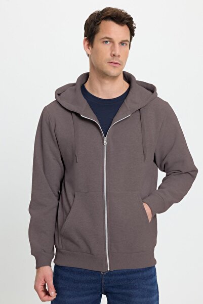 Tudors Unisex Relax Fit Comfortable Cut Cotton Fleece Inside Double Pockets Full Zipper Gray K Hooded Sweatshirt