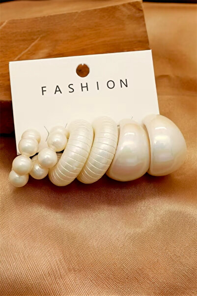 Pinty Design 3 Set Pearl Hoop Women's Earring Set