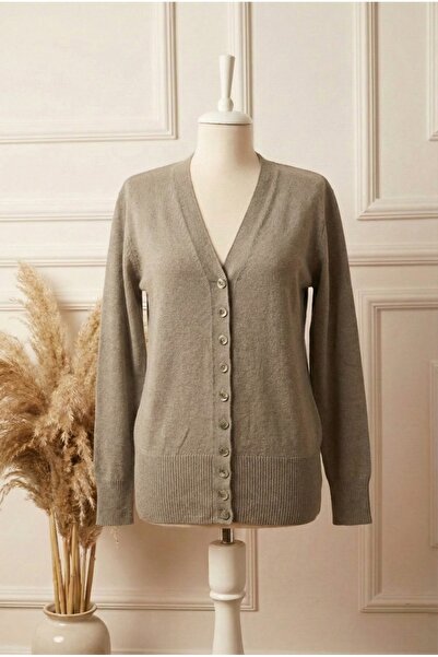 FATELLA Cardigan tricotat cu nasturi, cu decolteu în V, din nurcă, pentru femei
