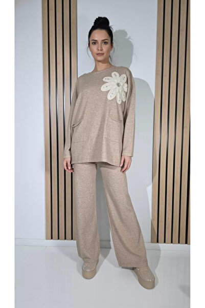 Zaira Beige Isra 2-piece knit women's suit #A1283 - One size fits all