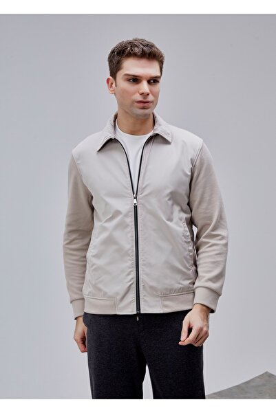 Boris Becker Bej Renk Regular Fit Fermuarlı Casual Ceket