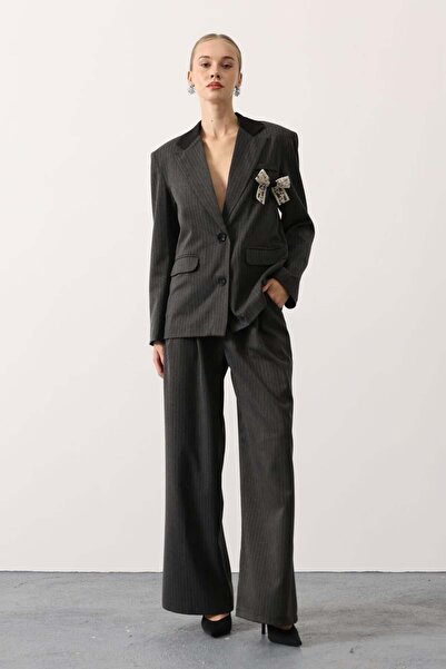 ELİSA Çizgili Fiyonk Detaylı Takım