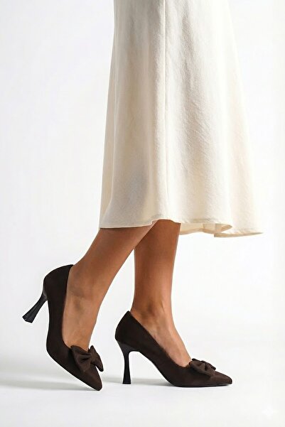 Ayakkabı Fuarı Elit 25KMST1185Z Pantofi clasici cu toc pentru femei, maro