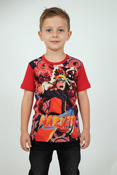 Vaxy Style تي شيرت للأولاد برقبة دائرية وقصة مريحة من القطن بتصميم شخصية نارو...