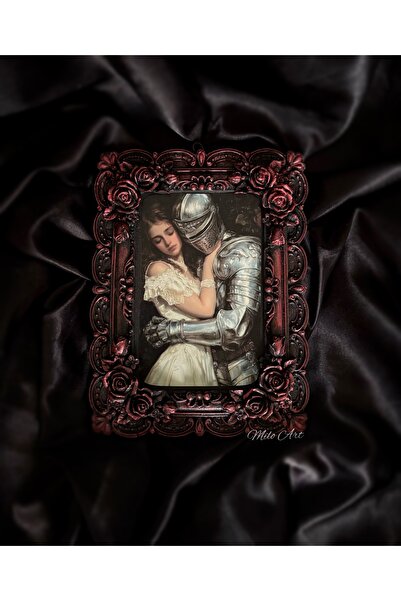 Milo Art El Yapımı The Knight’s Embrace Temalı Kırmızı Eskitmeli Vintage Beto...