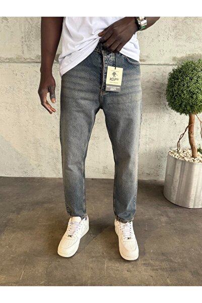 KağanKY Navy Blue Washed Boyfriend Jean