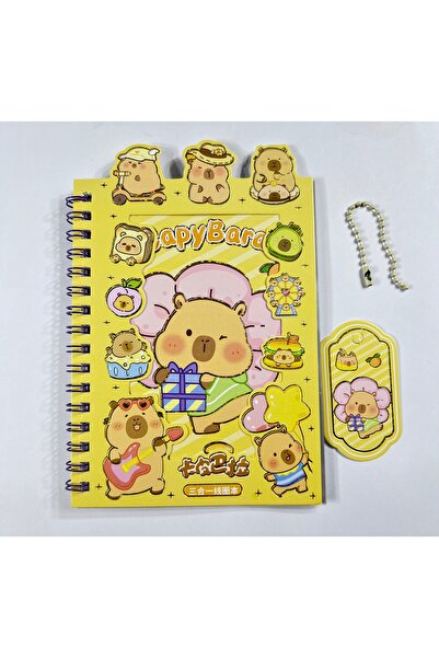 Ctc Gümrük Ürünleri 3'ü 1 arada Spiral Defter Capybara 11x16.5 Cm Sticker Def...