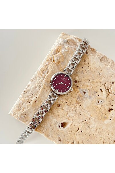 Vesce Atelier Dourado Silver Watch Burgundy