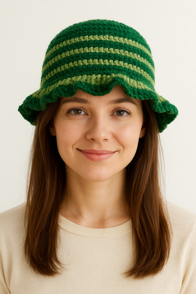 Jasminya قبعة دلو نسائية محبوكة يدويًا