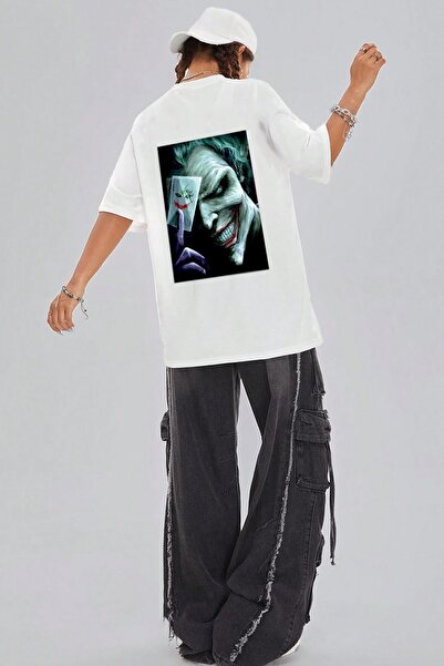 trendypassion تيشيرت كبير الحجم مطبوع عليه جوكر للجنسين